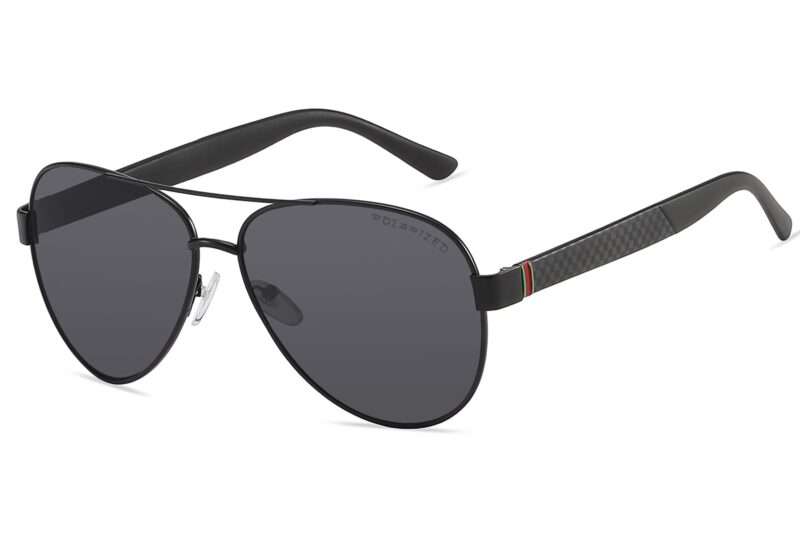 P465P - Polarized Aviator Sunglasses w/ Carbon Fiber Print - Image 5
