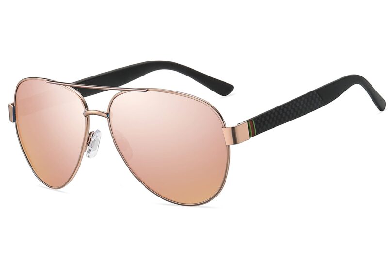 P465RV - Aviator Sunglasses w/ Carbon Fiber Print - Image 9