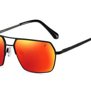 P493PRV - Rectangular Polarized Color Mirrored Sunglasses