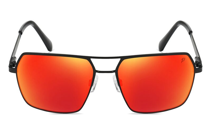 P493PRV - Rectangular Polarized Color Mirrored Sunglasses - Image 2
