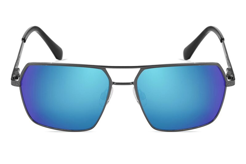 P493RV - Rectangular Color Mirrored Sunglasses - Image 2