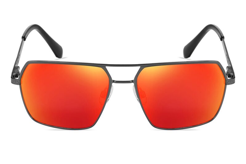 P493RV - Rectangular Color Mirrored Sunglasses - Image 4