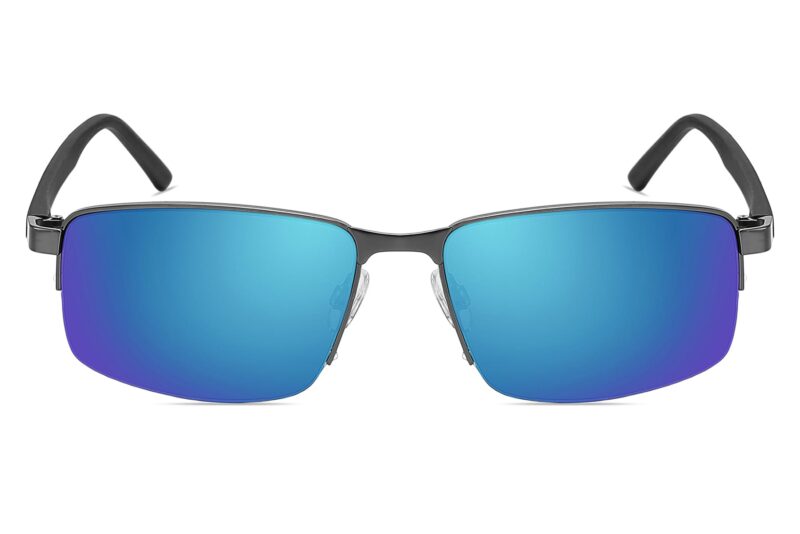 P494RV - Rectangular Metal Sunglasses w/ Carbon Fiber Print - Image 4