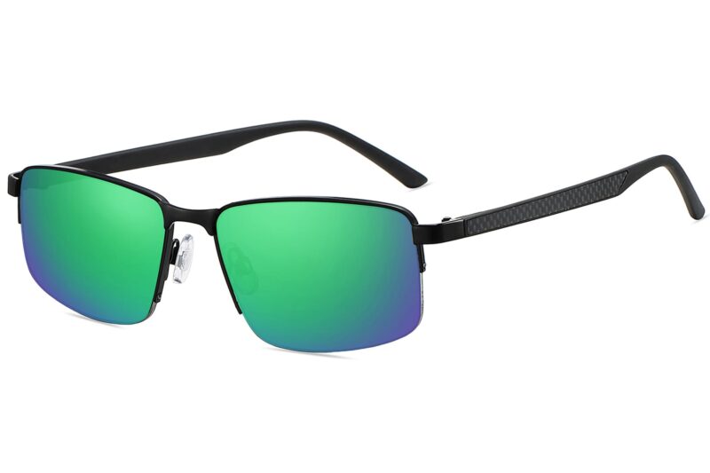 P494RV - Rectangular Metal Sunglasses w/ Carbon Fiber Print - Image 5