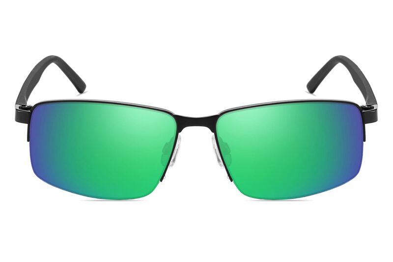 P494RV - Rectangular Metal Sunglasses w/ Carbon Fiber Print - Image 6