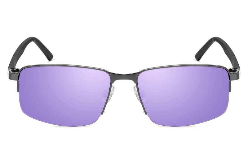 P494RV - Rectangular Metal Sunglasses w/ Carbon Fiber Print - Image 8