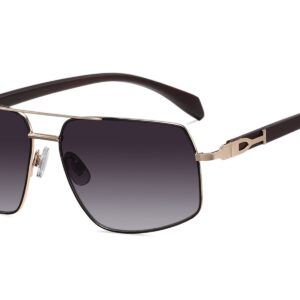 P498GR - Rectangular Aviator Wood Print Sunglasses