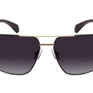 P498GR - Rectangular Aviator Wood Print Sunglasses - Image 2