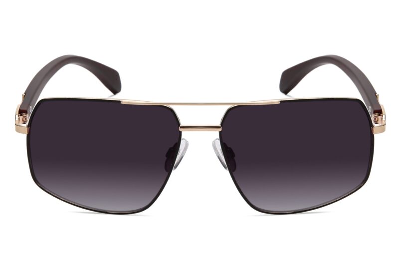 P498GR - Rectangular Aviator Wood Print Sunglasses - Image 2