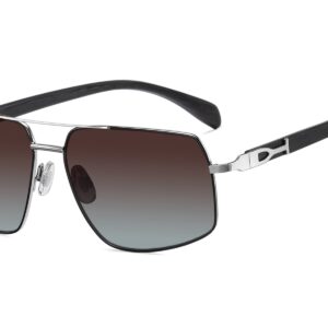 P498GR - Rectangular Aviator Wood Print Sunglasses - Image 3