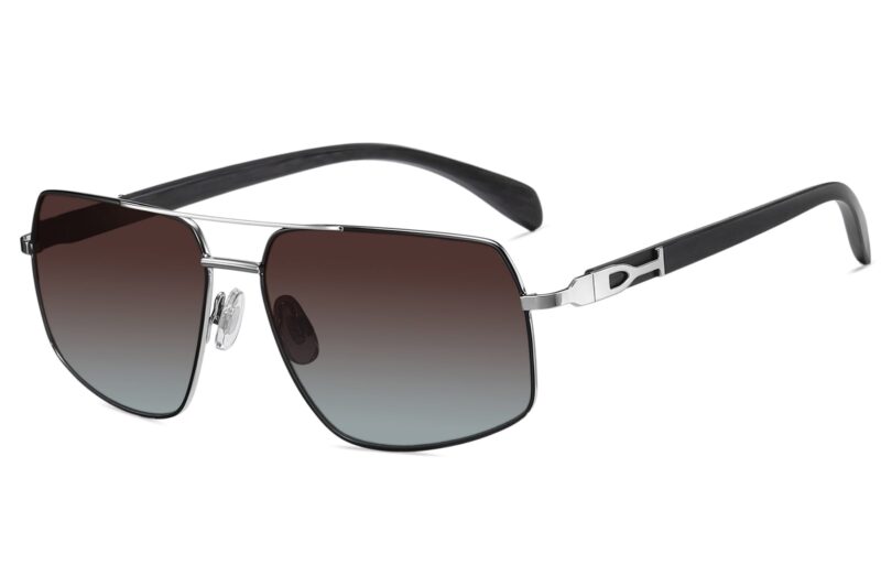 P498GR - Rectangular Aviator Wood Print Sunglasses - Image 3
