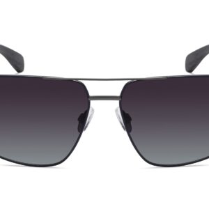 P498GR - Rectangular Aviator Wood Print Sunglasses - Image 6
