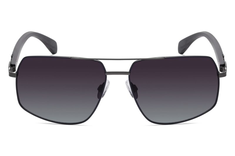 P498GR - Rectangular Aviator Wood Print Sunglasses - Image 6