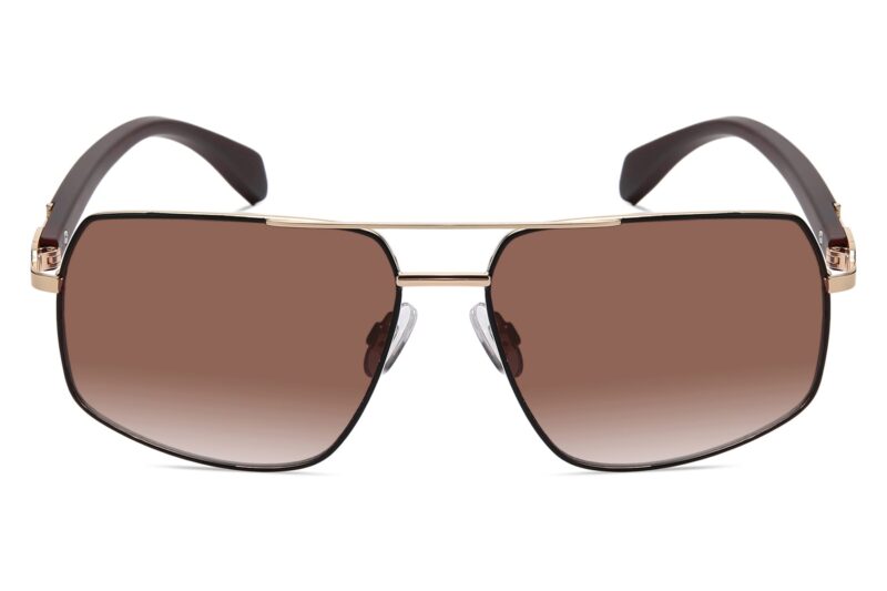 P498GR - Rectangular Aviator Wood Print Sunglasses - Image 8