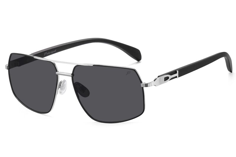 P498P - Polarized Rectangular Aviator Wood Print Sunglasses