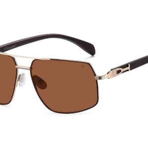 P498P - Polarized Rectangular Aviator Wood Print Sunglasses - Image 9