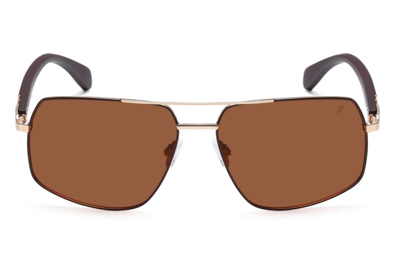 P498P - Polarized Rectangular Aviator Wood Print Sunglasses - Image 10