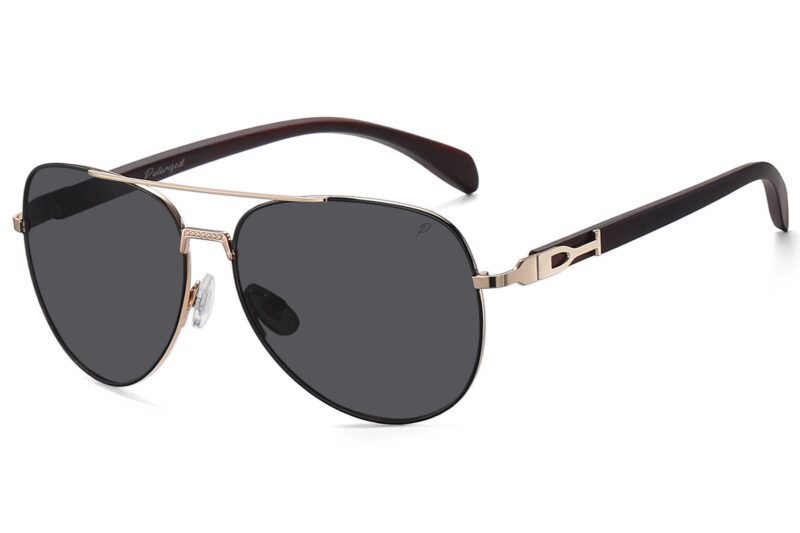 P499P - Polarized Aviator Wood Print Sunglasses