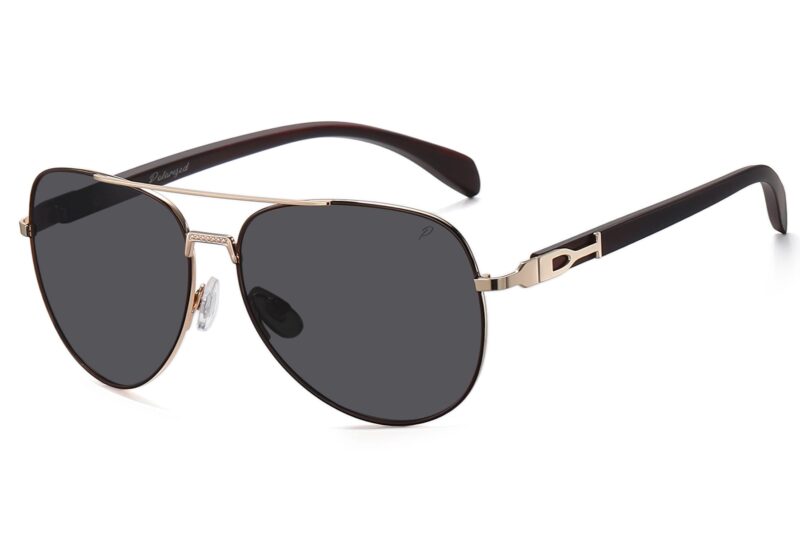 P499P - Polarized Aviator Wood Print Sunglasses - Image 5
