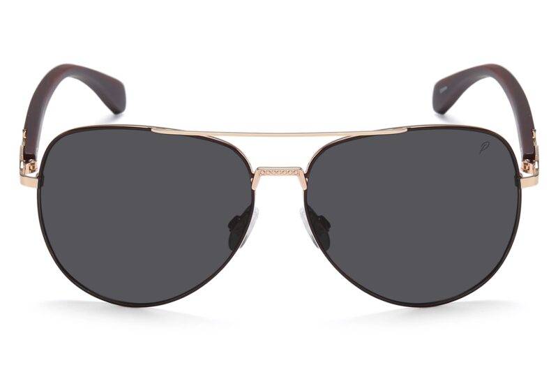 P499P - Polarized Aviator Wood Print Sunglasses - Image 6