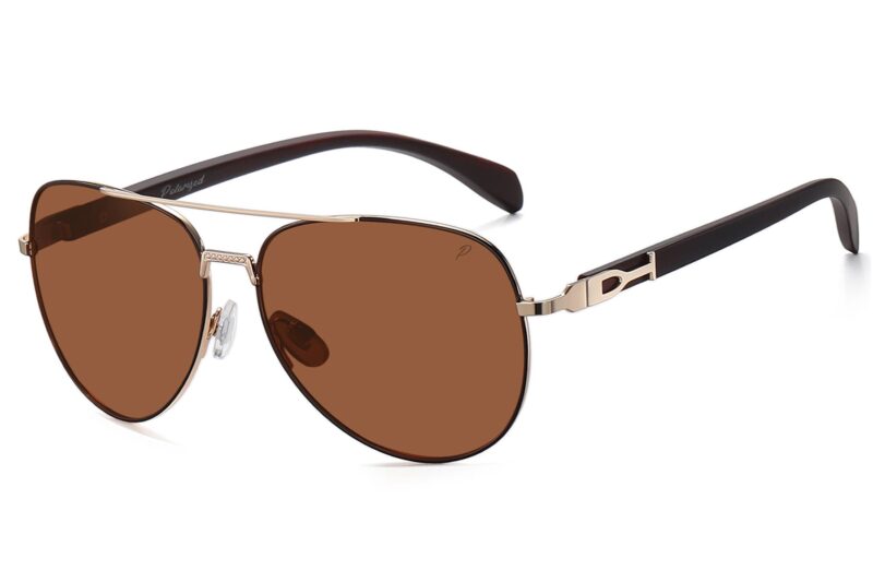 P499P - Polarized Aviator Wood Print Sunglasses - Image 9