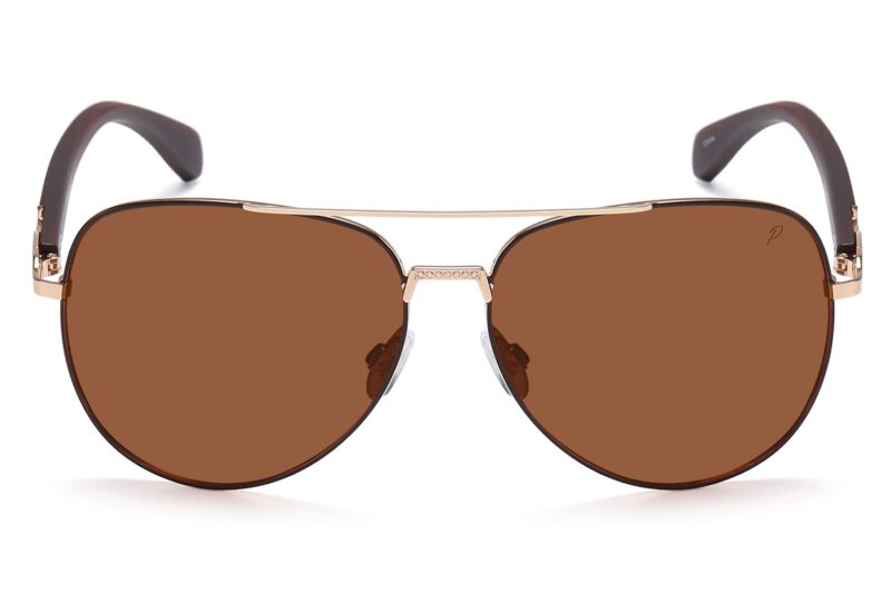 P499P - Polarized Aviator Wood Print Sunglasses - Image 10