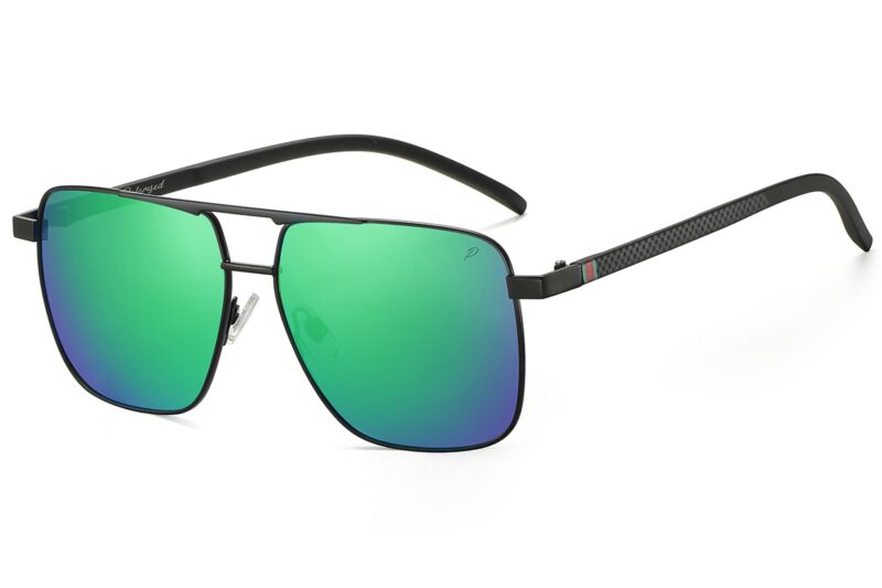 P501PRV - Polarized Square Aviator Sunglasses w/ Carbon Fiber Print - Image 5