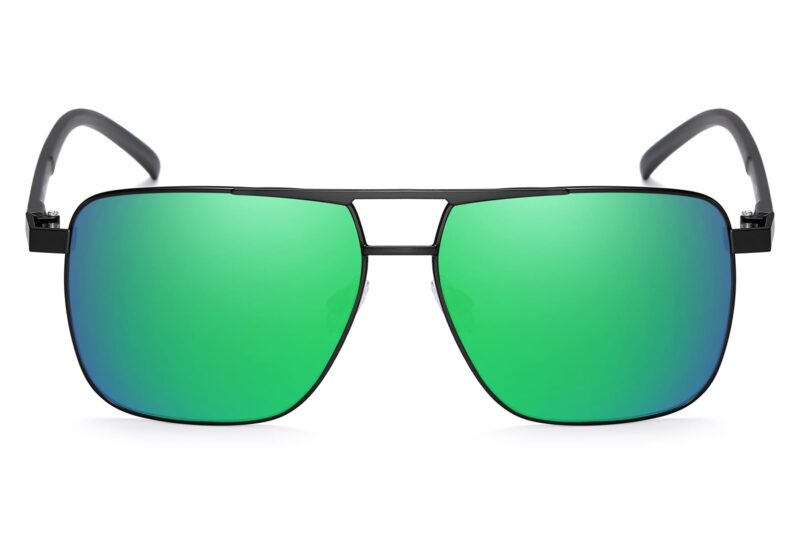 P501PRV - Polarized Square Aviator Sunglasses w/ Carbon Fiber Print - Image 6