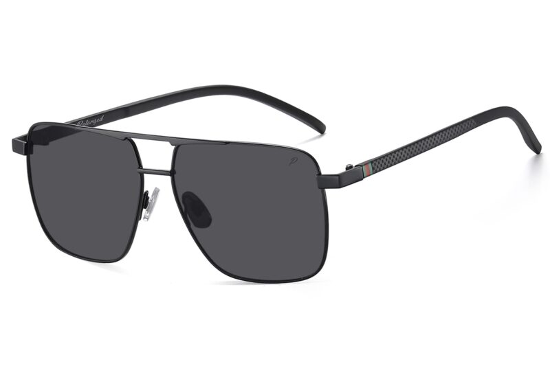 P501PRV - Polarized Square Aviator Sunglasses w/ Carbon Fiber Print - Image 11