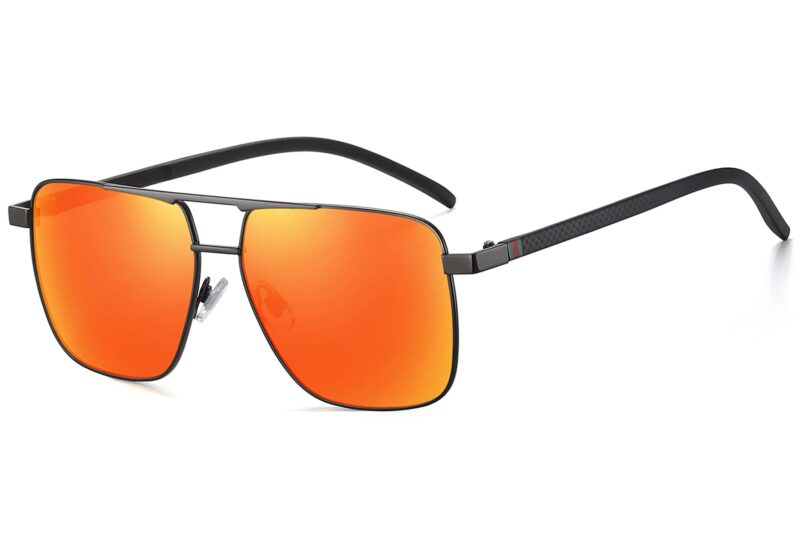 P501RV - Square Aviator Sunglasses w/ Carbon Fiber Print - Image 7
