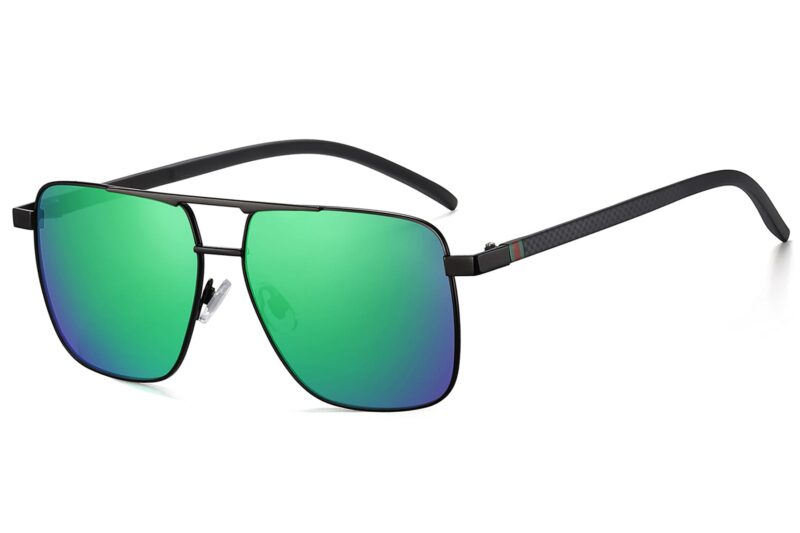 P501RV - Square Aviator Sunglasses w/ Carbon Fiber Print - Image 9