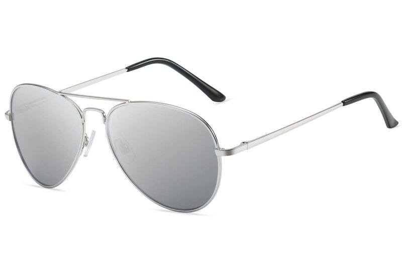 P450M - Aviator Sunglasses w/ Silver Mirrored Lens