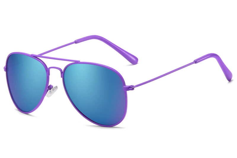 K001RV - Kids Neon Aviator Sunglasses - Image 5