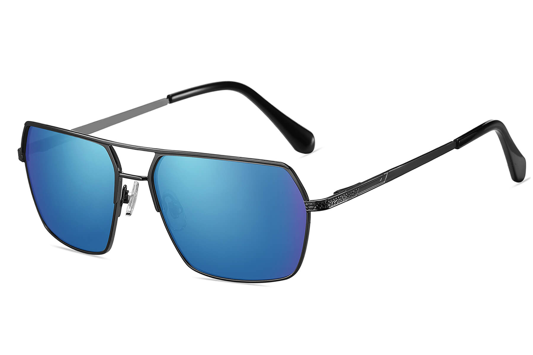 P493RV - Rectangular Color Mirrored Sunglasses